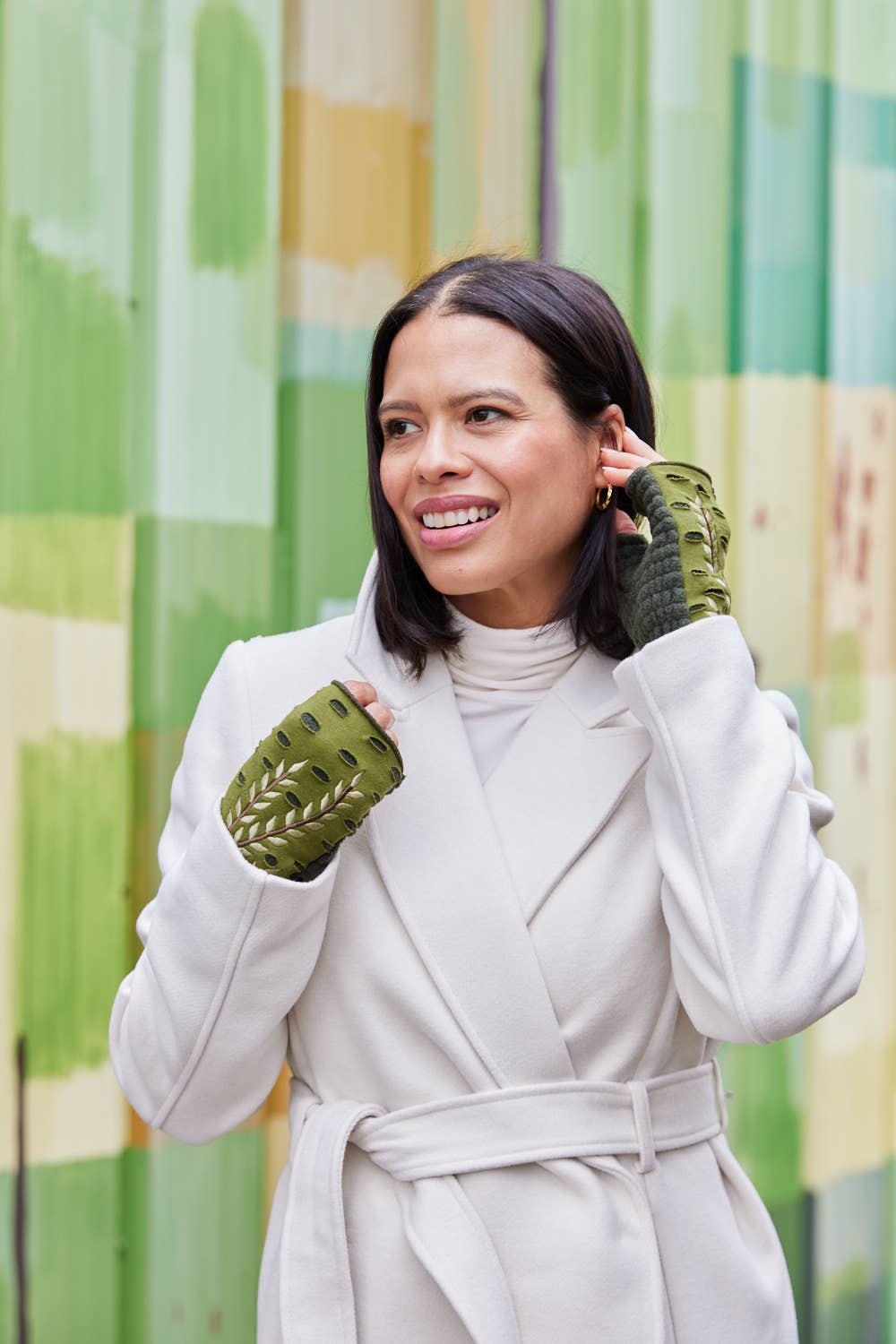Trellis Fingerless Fleece Gloves | Cotton Jersey Gloves