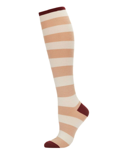 WOMEN'S SHADED STRIPED CASHMERE BLEND KNEE HIGH SOCKS