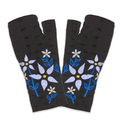 Viola Bluebell Fingerless Fleece Gloves | Knit Gloves