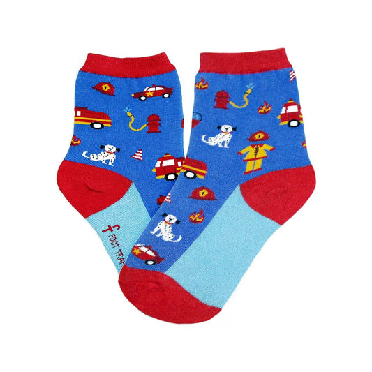 Children's Firetruck Cotton Crew Socks