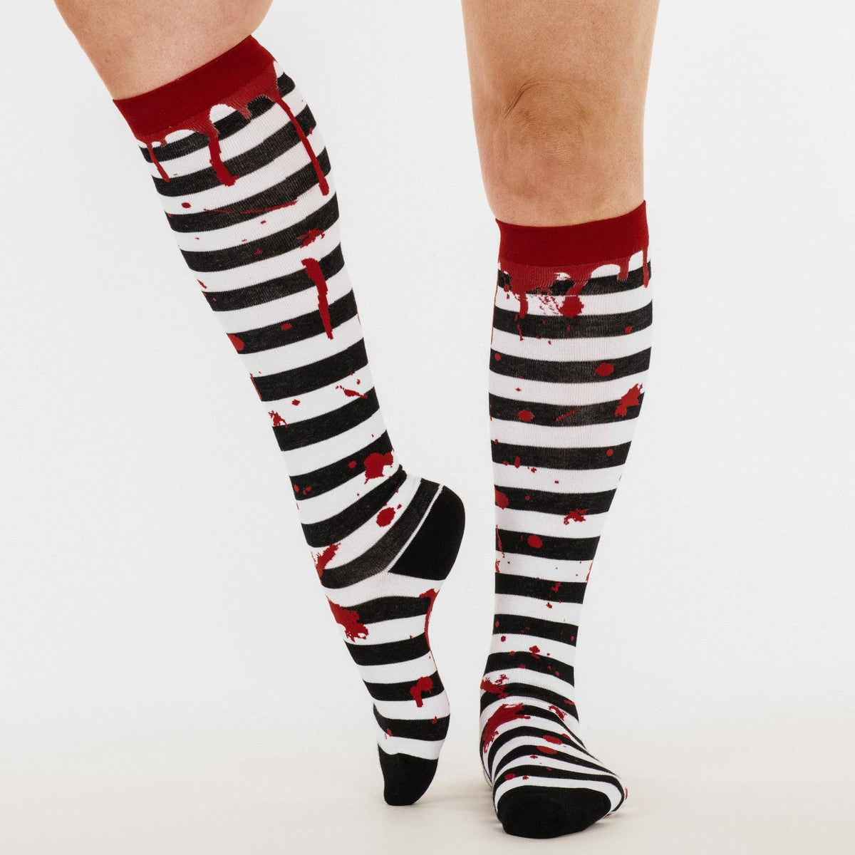 Sanguine Stripes Blood Spatter Knee High Socks