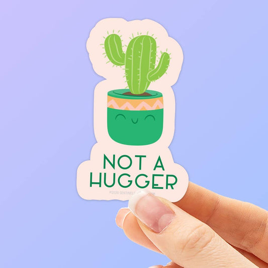 Not a Hugger Cute Cactus Sticker, Funny House Plant Decals
