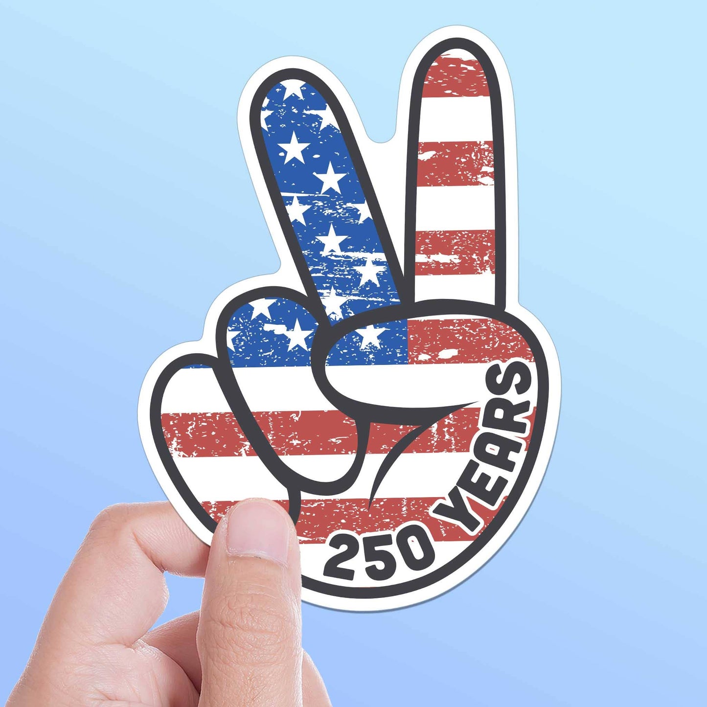 250th American Flag Peace Sign Sticker - Patriotic USA Decal
