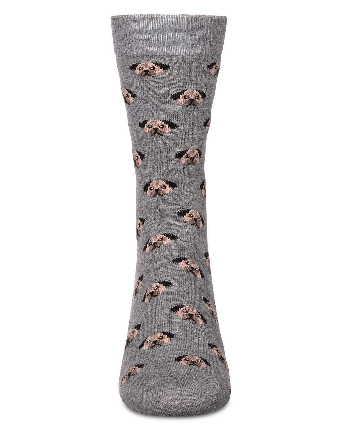 MEN'S FUN DOG  FACE CASHMERE BLEND CREW SOCKS