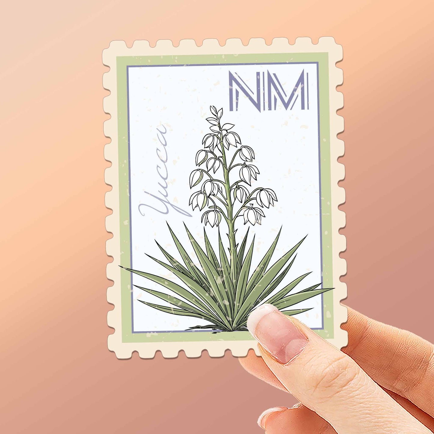 New Mexico State Flower Yucca Sticker - Vintage Stamp Decal