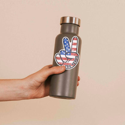 250th American Flag Peace Sign Sticker - Patriotic USA Decal