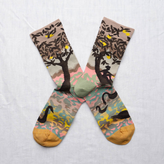 Multicolored Landscape Crew Socks
