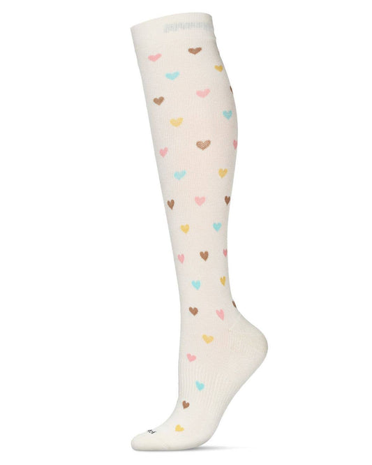 WOMEN'S MULTICOLOR HEARTS BAMBOO BLEND 8-15MMHG GRADUATED COMPRESSION SOCKS