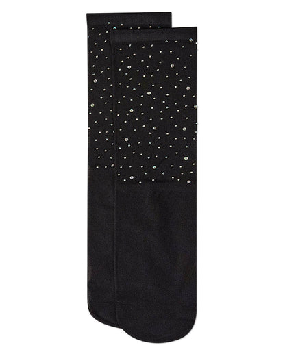 Women's All-Over Rhinestone Studded Sheer Crew Sock