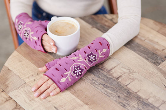 Primrose Calyx Fingerless Gloves | Fleece Jersey Gloves