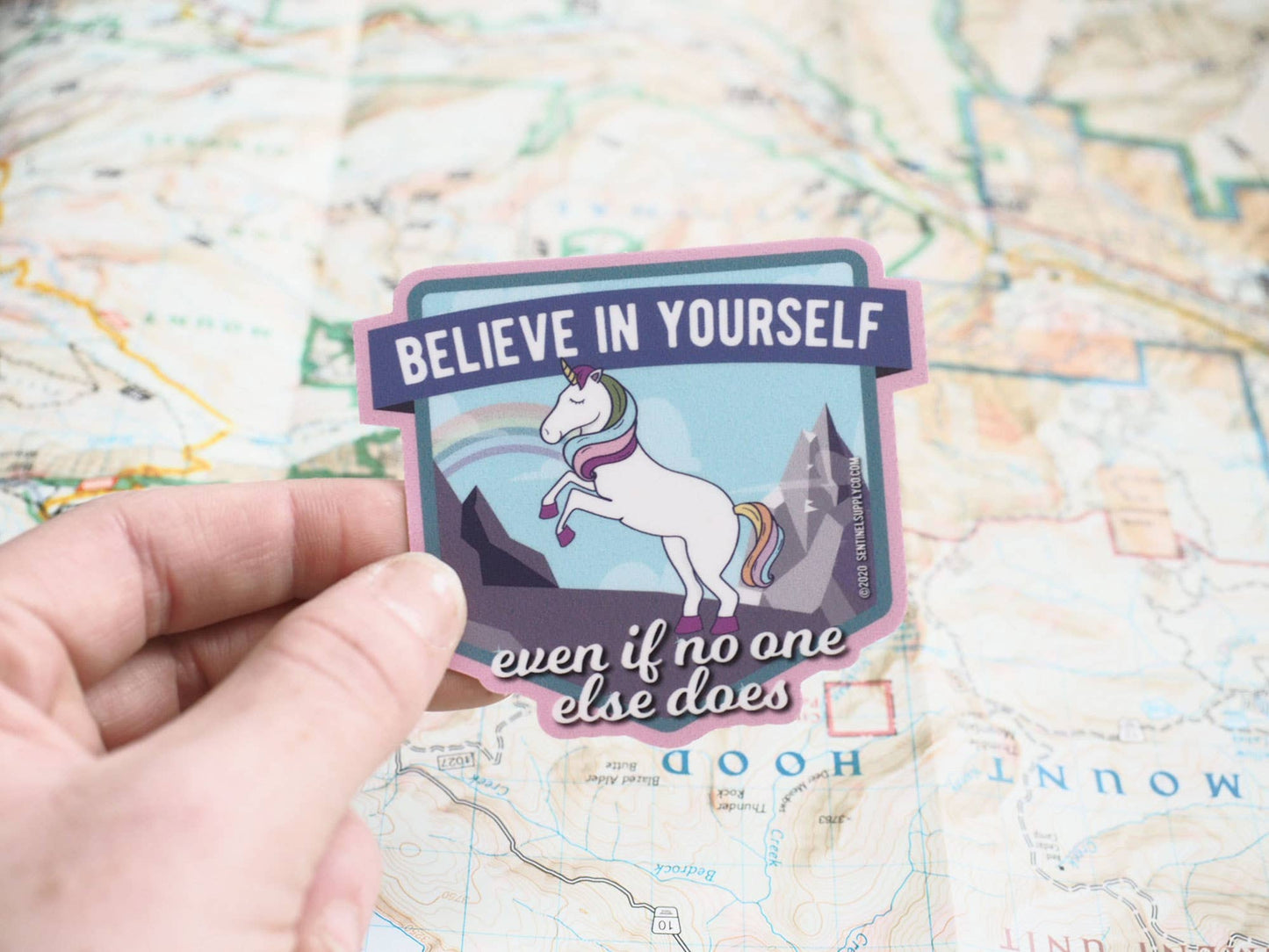 Believe in Yourself Cute Rainbow Unicorn Sticker