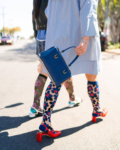 Bold Blue Sheer Knee High Socks