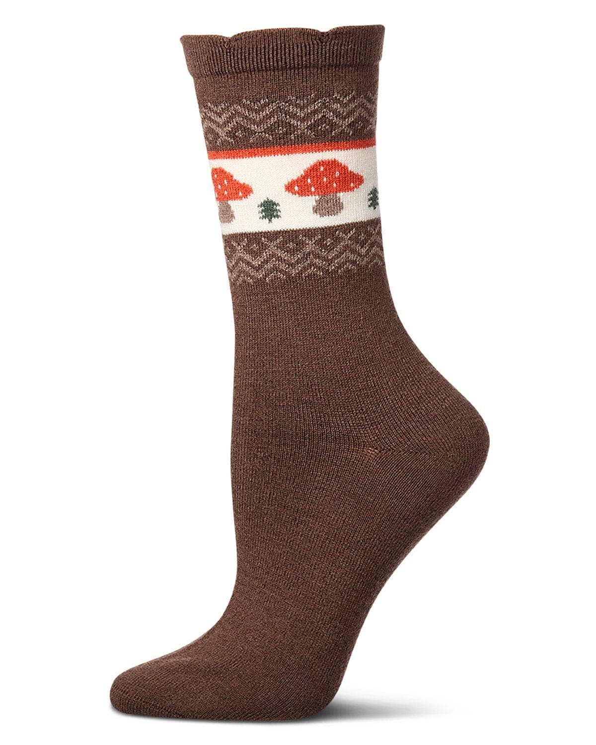 Women's Mushroom Fairisle Cashmere Crew Socks