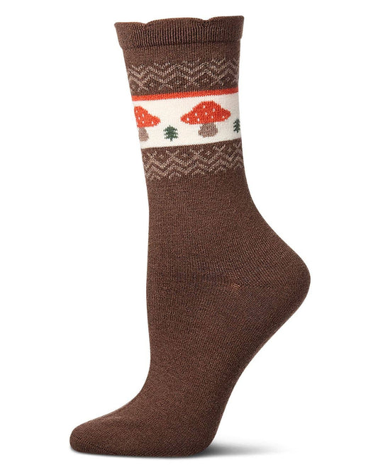 Women's Mushroom Fairisle Cashmere Crew Socks