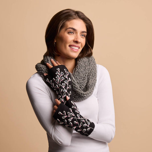 Azalea Noir Fingerless Fleece Gloves | Knit Gloves