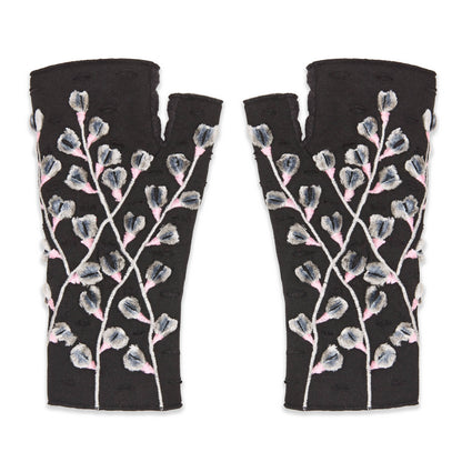 Azalea Noir Fingerless Fleece Gloves | Knit Gloves