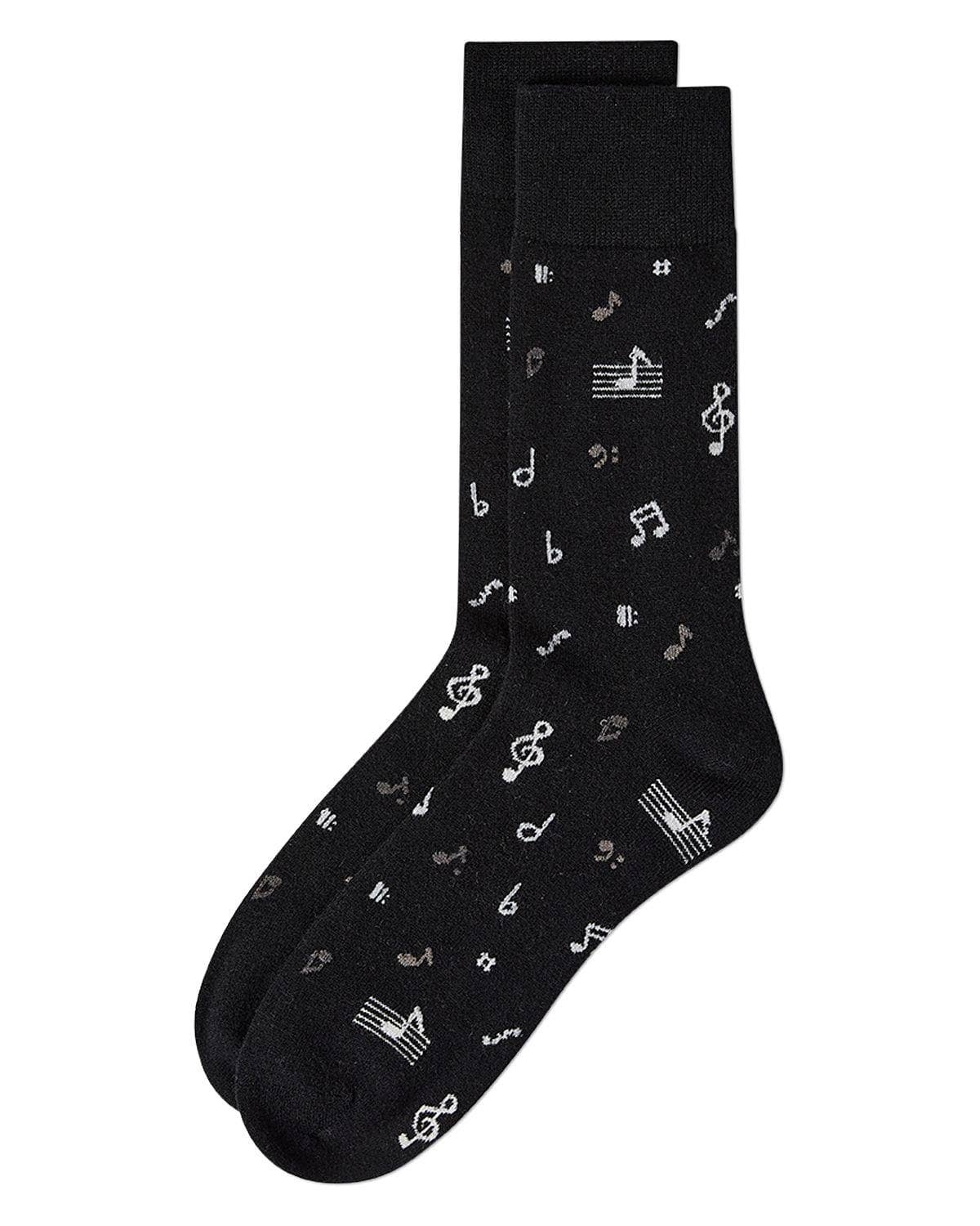 MEN'S MUSICAL NOTES CASHMERE BLEND CREW SOCKS