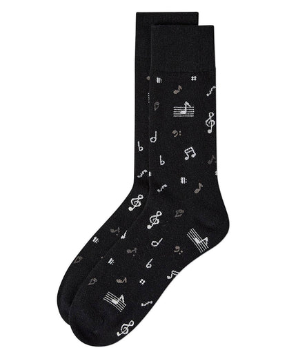 MEN'S MUSICAL NOTES CASHMERE BLEND CREW SOCKS