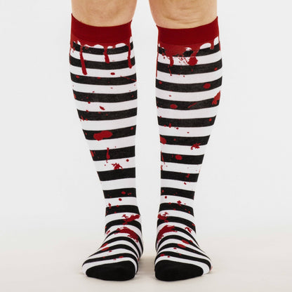 Sanguine Stripes Blood Spatter Knee High Socks