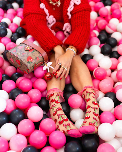 Cherry Bow Ruffle Sheer Crew Socks