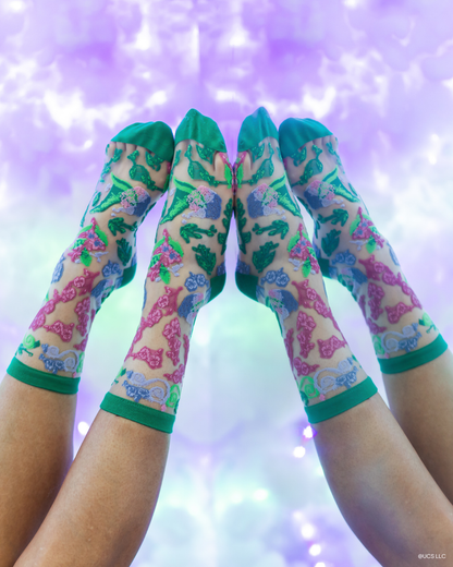 Wicked For Good Floral Sheer Crew Socks