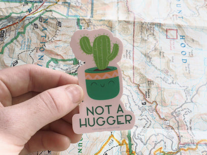 Not a Hugger Cute Cactus Sticker, Funny House Plant Decals