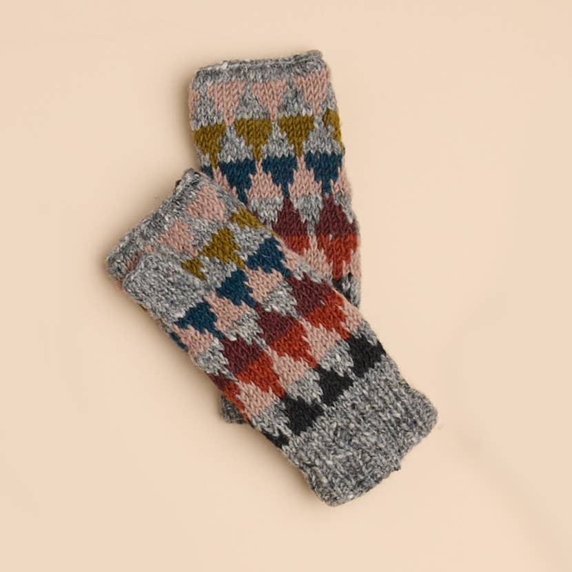 Jaya Cabin Wool Knit Half Mittens | Gray Wool Half Mitten