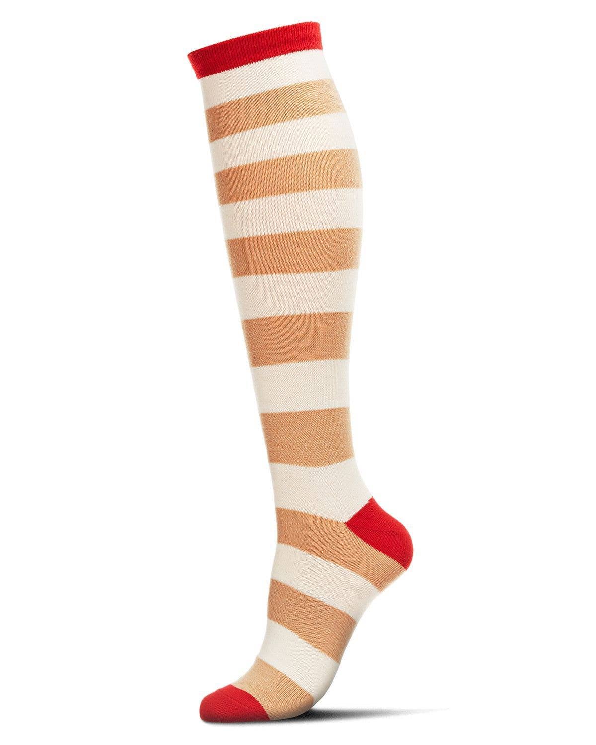 WOMEN'S SHADED STRIPED CASHMERE BLEND KNEE HIGH SOCKS