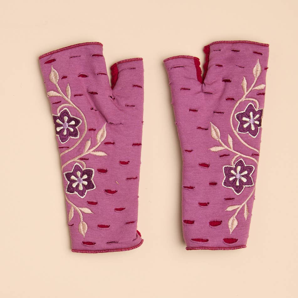Primrose Calyx Fingerless Gloves | Fleece Jersey Gloves