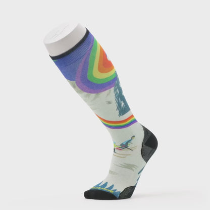 Ski Rainbow Trails Print Over The Calf Socks