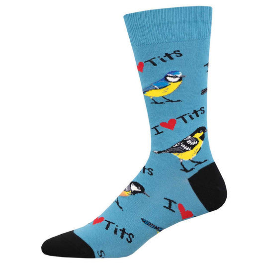 I HEART TITS MEN'S CREW SOCKS